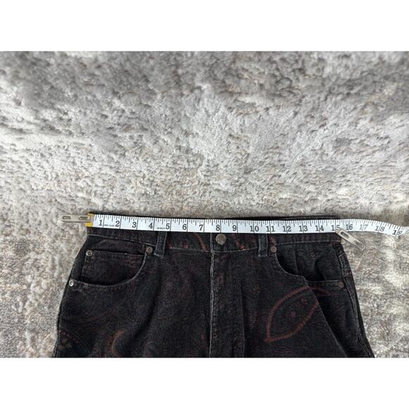 VTG ST Johns Bay Sz 10 Corduroy Paisley Floral Jeans Black Straight Leg Pants - Picture 4 of 11